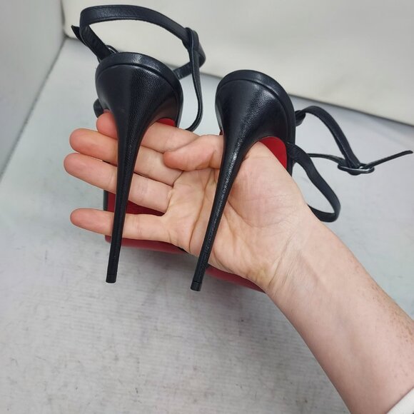 Christian Louboutin Black Jenlove Alta Peep Toe Sandal Heel Shoe - Picture 10 of 12